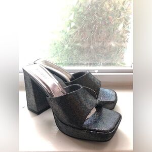 Vintage 90s Bamboo Sparkling Mules Heels